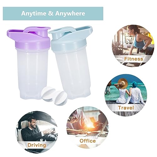 GAISHION Shaker Bottle Protein Shakes Cup and 10-Ounce/300ML Shaker-Bottle with Whisk Balls, Protein Shaker- Bottles Set, Non-BPA plastic(Bule+Purple(2PCS)) - Image 5