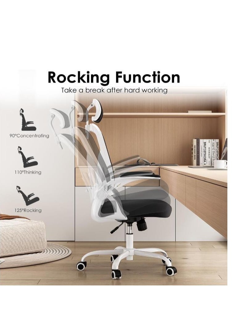 Golden - Ergonomic Office Chair, Office Computer Desk Chair with High Back Mesh and Adjustable Lumbar Support Rolling Work Swivel Task Chairs with Wheel 3D Armrests and Headrest (Black) - Image 1