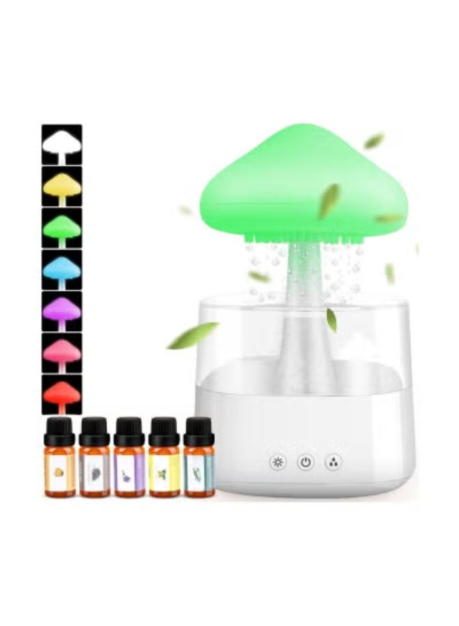 Rain Cloud Humidifier & Aroma Diffuser – White | Essential Oil Diffuser with Drip Effect & 7-Color LED Night Light | Relaxing Mushroom Cloud Design | Air Purifier & Room Decor for Sleep, Mood Lighting, Aromatherapy, and Stress Relief | Quiet Cool Mist for Bedroom, Office, Baby Room - Image 3
