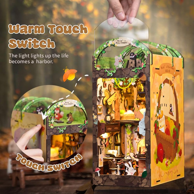 CUTEBEE Book Nook Kit, DIY Booknook Miniature House Tiny House 3D Wooden Puzzle Dollhouse Kit for Adults and Teens, Bookshelf Insert Decor, DIY Craft Gift Model Build - Image 2