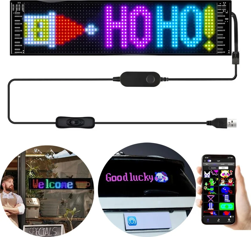 AYT Powermaster PM-23821 12X47CM Scrolling Text LED Signboard Auto Vehicle Rear Colorful Text Signboard Phone Controlled