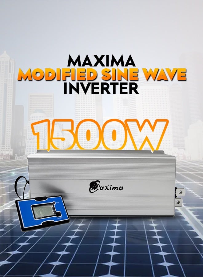 Maxima Modified Sine Wave Solar Inverter 1500W 12V – High Efficiency Power Converter for Home, RV, Off-Grid Solar Systems. Built-in restart function. LCD Display, Aluminum Alloy Multiple Portection. - Image 3