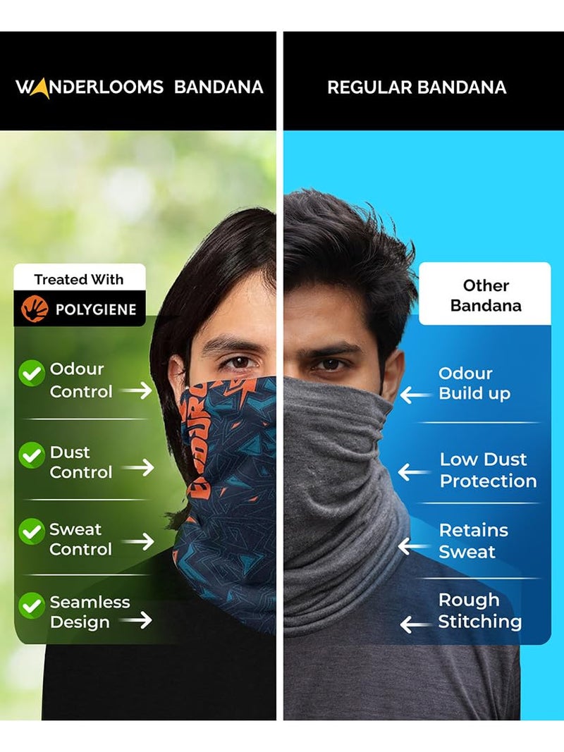 WANDERLOOMS Antibacterial & Odour-Free Polygiene UV Protection Unisex Bandana for Men Bike Riding|Breathable & Durable Bandana for Men Hair Styling|Multipurpose Face Mask - Image 2