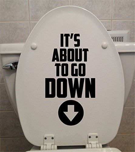 Daily Creation Daily Creation Toilet Decal Its About to Go Down Toilet Seat Decal Black - Image 1