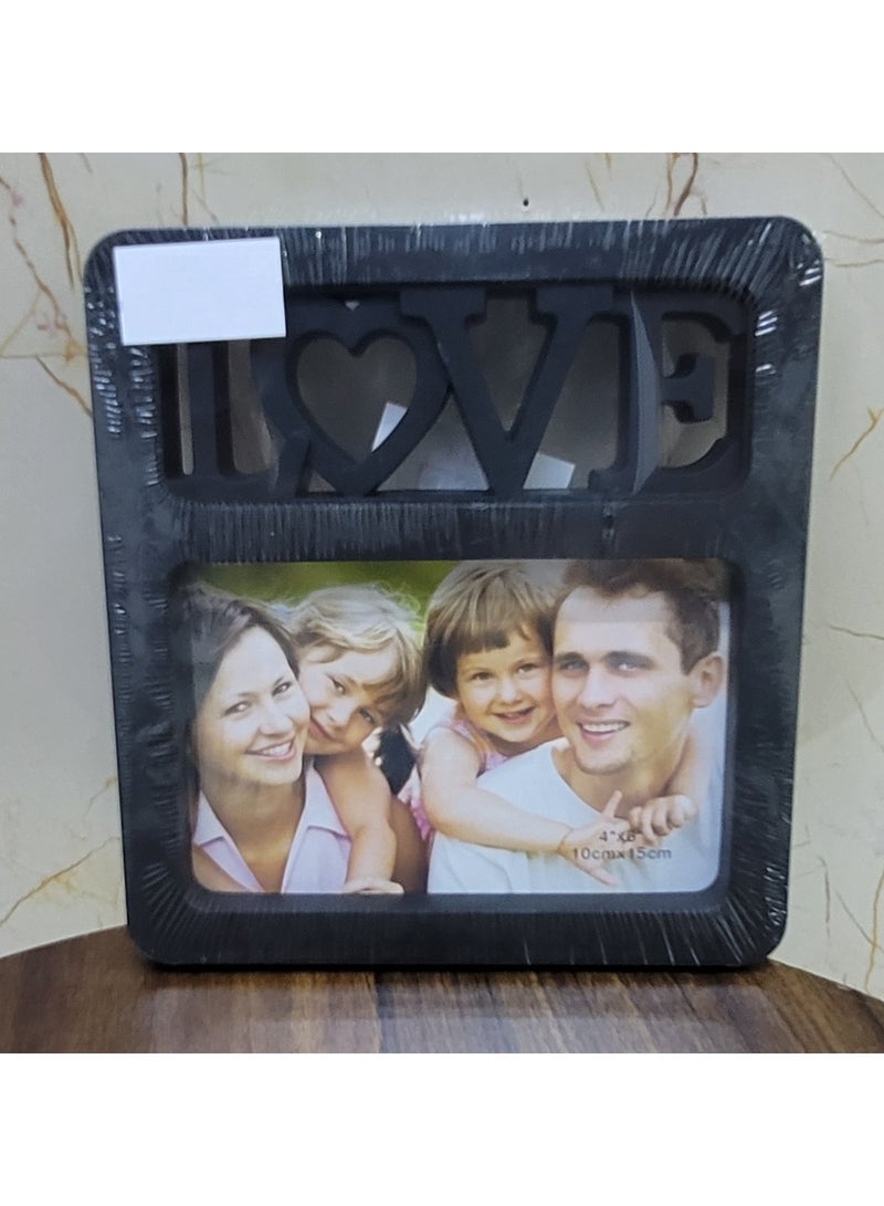 Decorhills Plastic Love Design Picture Photo Frame, Black Frame for Wall Mount Display, Family Design for Photo - 1-Piece - Image 2