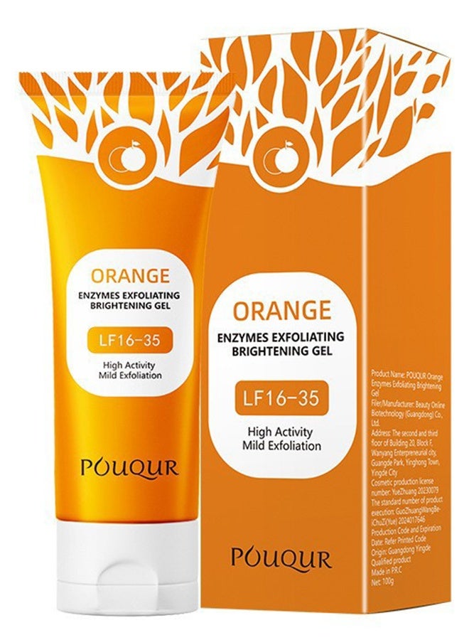 POUQUR Orange Enzymes Exfoliating Brightening Gel for Face & Body, Exfoliating Cleansing Gel Scrub, Orange Enzymes Exfoliatings Gels, Deep Clean Pores, Remove Blackheads & Moisturize Skin, All Types Skin (3.38 fl oz) - Image 1
