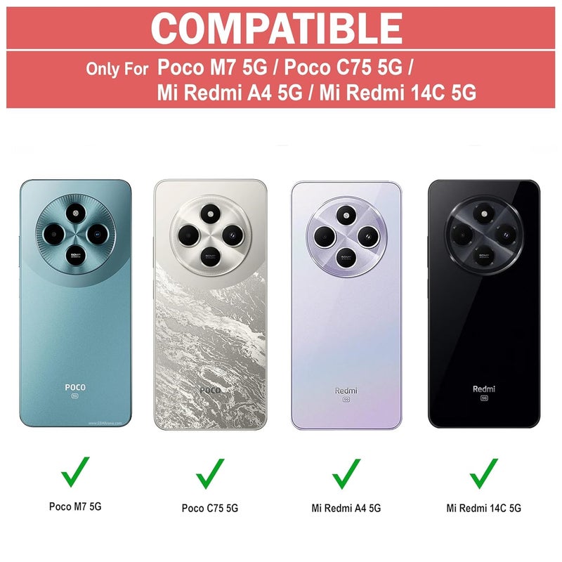 AIBEX ® Compatible for Poco M7 5G / Redmi 14C 5G / Redmi A4 5G / Poco C75 5G Flip Cover Leather Finish | Inside TPU with Card Pockets | Wallet Stand | Complete Protection Flip Case -Black - Image 2