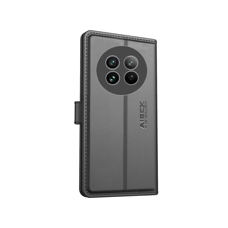 AIBEX ® Compatible for Poco M7 5G / Redmi 14C 5G / Redmi A4 5G / Poco C75 5G Flip Cover Leather Finish | Inside TPU with Card Pockets | Wallet Stand | Complete Protection Flip Case -Black - Image 3