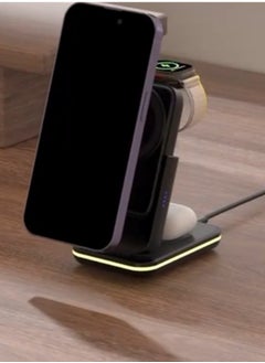 NYORK 3 in 1 Wireless Charging Station, Fast Wireless Charger Stand (Power bank+Wireless Charging+Mobile Holder)Black  - Image 2