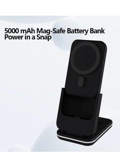 NYORK 3 in 1 Wireless Charging Station, Fast Wireless Charger Stand (Power bank+Wireless Charging+Mobile Holder)Black  - Image 3
