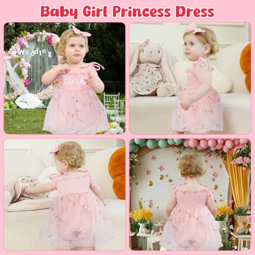 HONGTEYA Baby Girl 1st Birthday Outfit Girl First Birthday Clothes One Year Old Gifts Lace Romper Tulle Summer Newborn Dress (US, Age, 12 Months, 18 Months, Light Pink) - Image 4