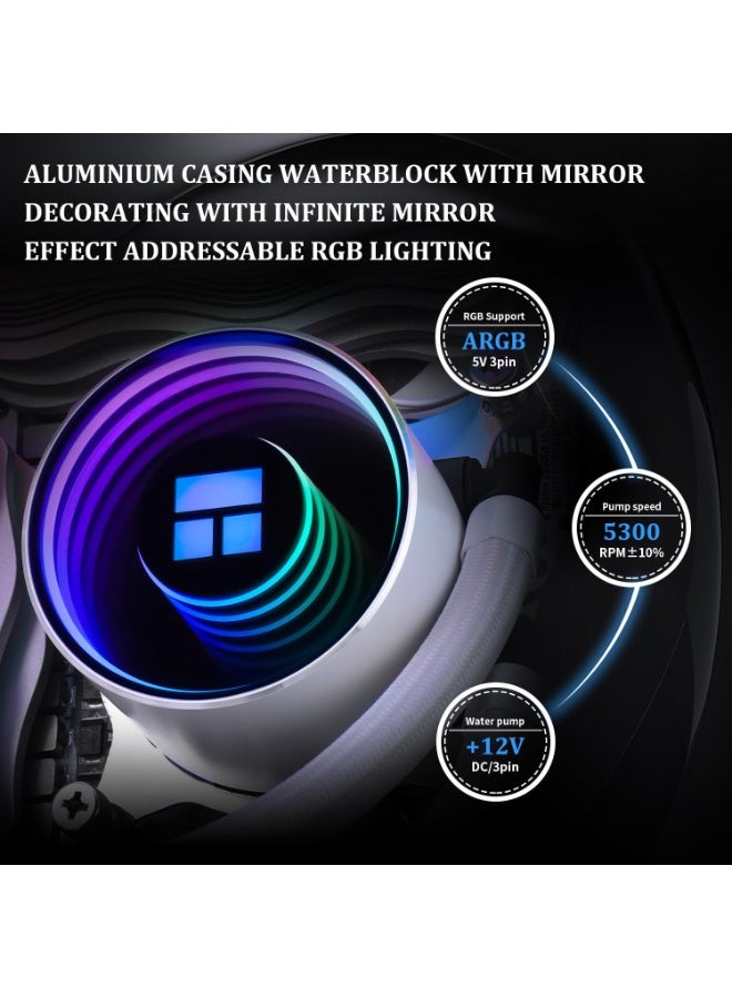 Thermalright Frozen Notte 360 White ARGB Water Cooling CPU Cooler, 360 CPU Cooler Specifications, 3×120mm PWM Fans, S-FDB V2 Bearings, Suitable for AMD/AM4, Intel LGA 1700/1150/1151/1200/2011/2066 - Image 4