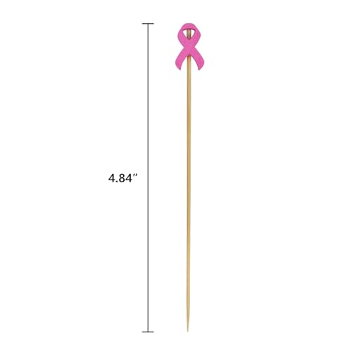 TOIcube 200PCS Breast Cancer Awareness Cocktail Picks – Pink Ribbon Cupcake Toppers Sticks Toothpicks Party Supplies Decorations - Image 4