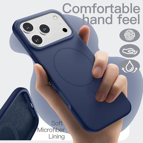 mobistyle Magnetic Silicone Back Cover for iPhone 17 Pro 6.3-Inch, Compatible with Mag-Safe, Silky Soft Touch, Shock Absorbing Phone Cover Case with Camera Lens Protection (Blue) - Image 3