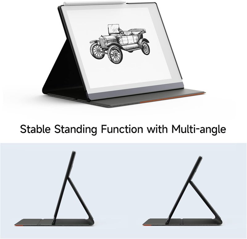 Ayotu Case for Remarkable 2 Paper Tablet 10.3" 2020 Released, Fabric Folio Cover with Pen Pocket, Stable Stand Design, Gray & Orange (Exclusive Templates Provided) - Image 3