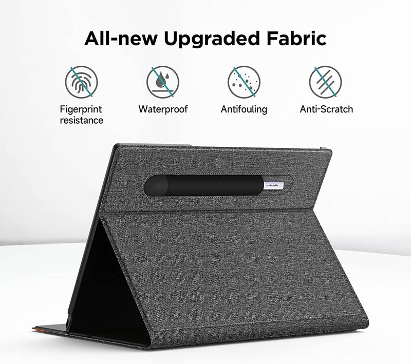 Ayotu Case for Remarkable 2 Paper Tablet 10.3" 2020 Released, Fabric Folio Cover with Pen Pocket, Stable Stand Design, Gray & Orange (Exclusive Templates Provided) - Image 4