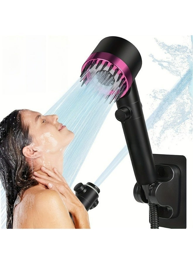 رأس دش يدوي عالي الضغط مزود بفلتر ومدلك لفروة الرأس، 3 أوضاع للرش، تصميم 4 في 1 قابل للفصل للعناية بالبشرة والشعر، يشمل خرطوم وحامل - Image 2