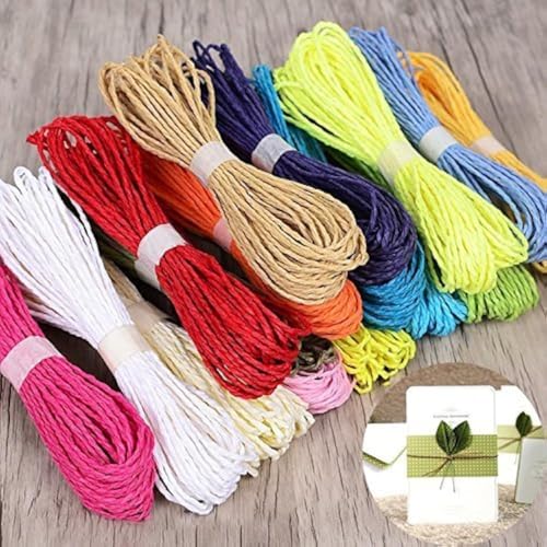 eS³kube Colourful DIY Raffia Paper Rope Threads for Various Art and Craft Projects and Decoration - Set of 12 pc X 10 Meters (120 Meters) - Image 1