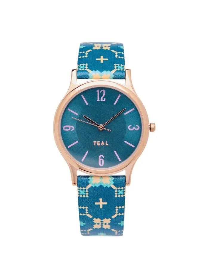 Chumbak TEAL by Chumbak Ethnic Touch Printed Strap Wrist Watch