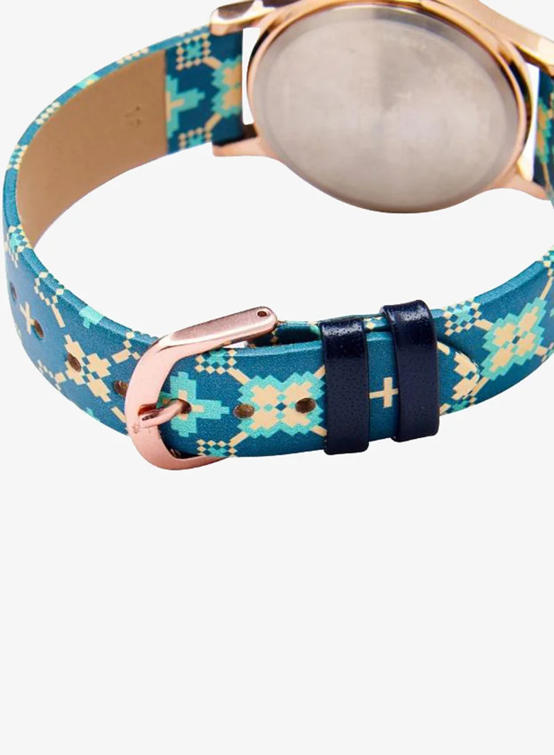 Chumbak  TEAL by Chumbak Ethnic Touch Printed Strap Wrist Watch for Women | Best Price UAE