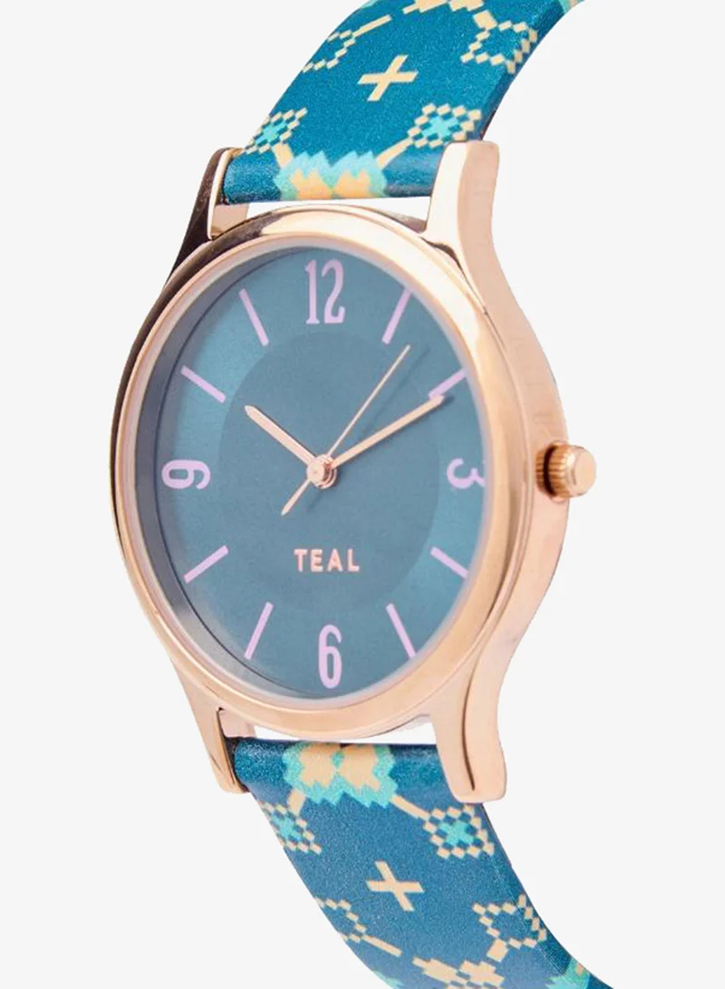 Chumbak  TEAL by Chumbak Ethnic Touch Printed Strap Wrist Watch for Women | Best Price UAE