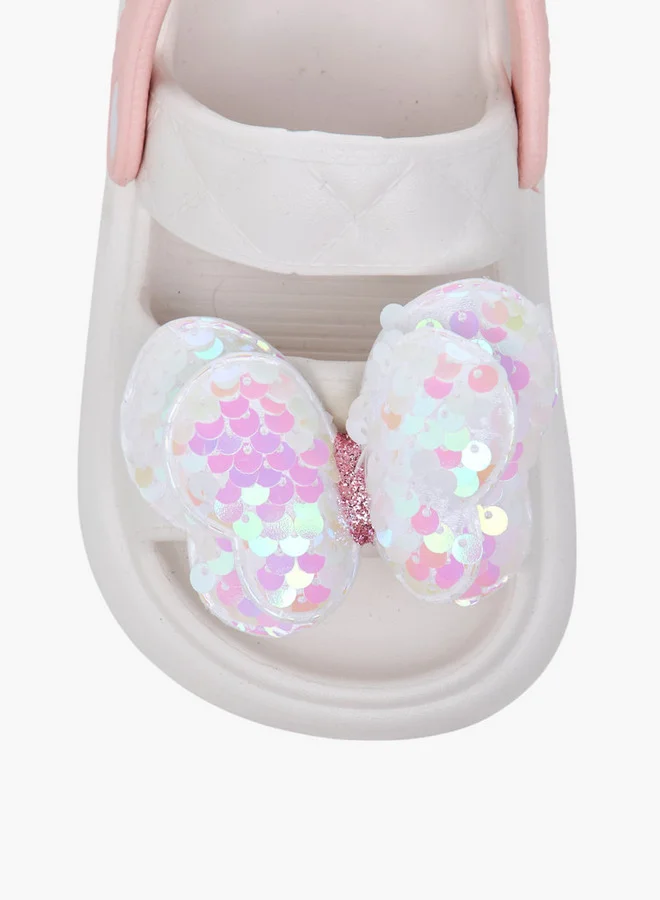 Aqua Girls Butterfly Applique Detail Slides with Backstrap