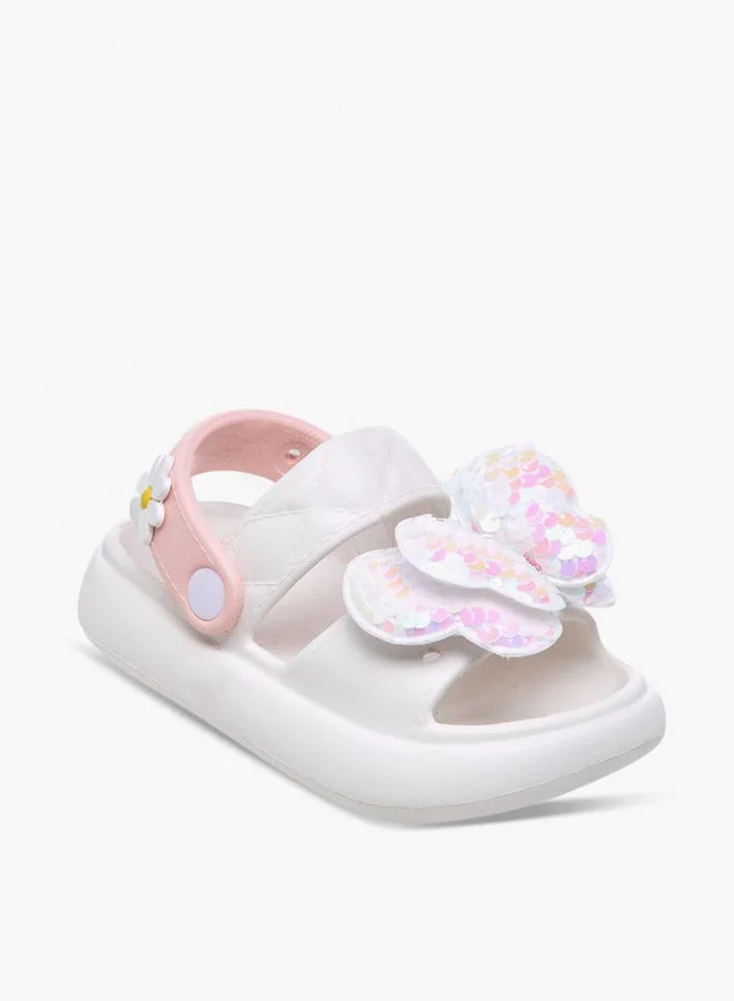 Aqua Girls Butterfly Applique Detail Slides with Backstrap