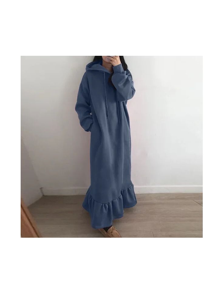 Loquat Casual Simple Hooded Plus-size Straight Dress 