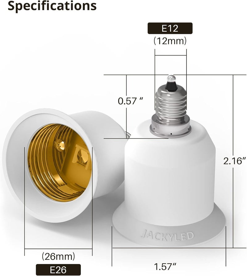 JACKYLED 10-Pack E12 to E26 E27 Adapter Chandelier Light Socket E12 to Medium Socket E26 E27 Converter Bulb Base Adapter Converter - Image 5