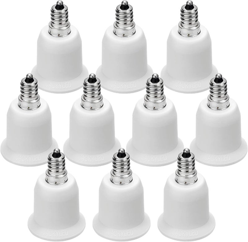 JACKYLED 10-Pack E12 to E26 E27 Adapter Chandelier Light Socket E12 to Medium Socket E26 E27 Converter Bulb Base Adapter Converter - Image 1