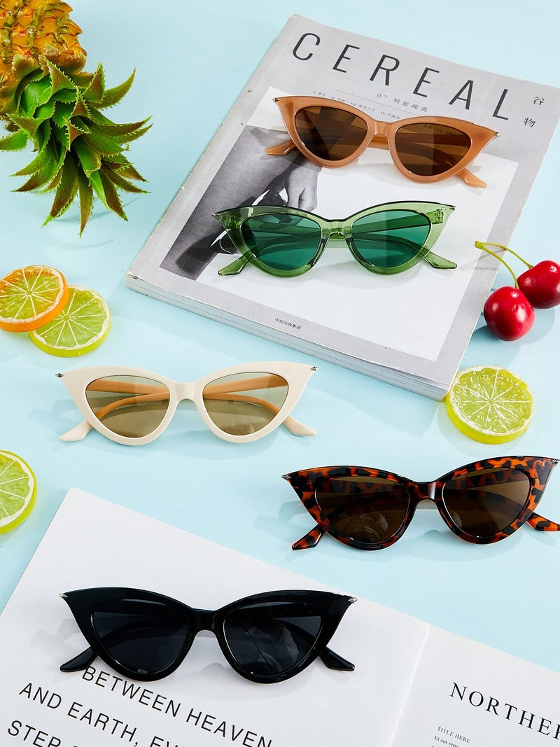 Leinuosen 8 Pairs Retro Cat Eye Sunglasses Vintage Sunglasses Colorful Women Sunglasses Trendy Sunglasses for Party (Mixed Colors) - Image 4