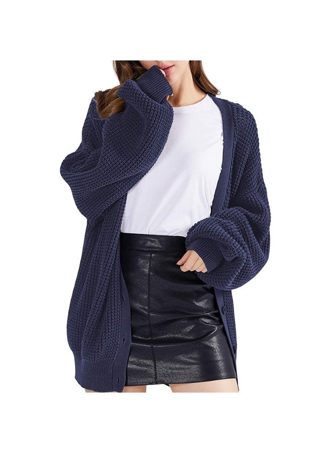 NIBEMINENT Autumn Winter Women Fashion Solid Color Loose Casual Wind Female Cardigan Shawl Lantern Sleeve Top - Image 1