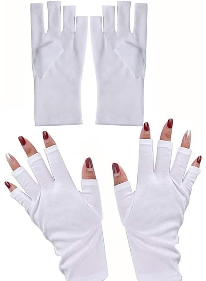 UV Glove for Nail Lamp,Manicures Glove,Half Finger Stretchy Gloves for Girls Protect Hands  - Image 1