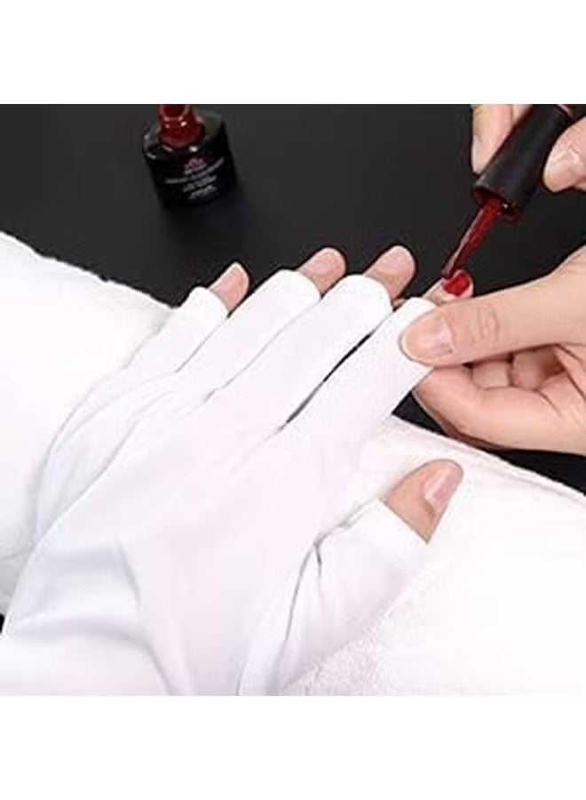 UV Glove for Nail Lamp,Manicures Glove,Half Finger Stretchy Gloves for Girls Protect Hands  - Image 2