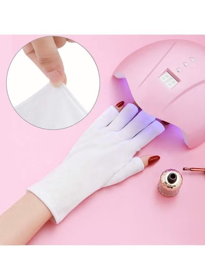 UV Glove for Nail Lamp,Manicures Glove,Half Finger Stretchy Gloves for Girls Protect Hands  - Image 3