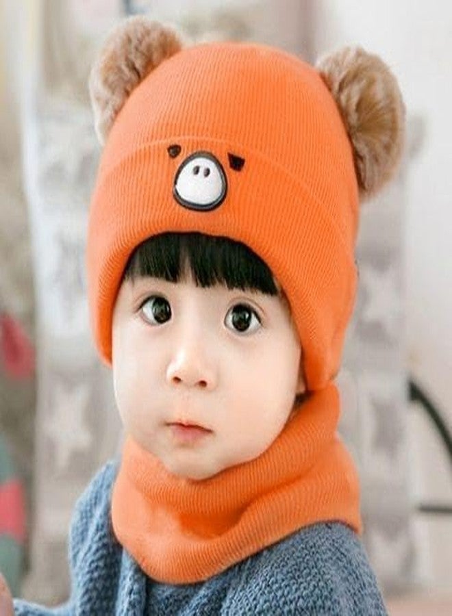 Richmen Kids Winter Beanie Monkey Fur Fleece Cap Hood with Cute Pom Pom Multi Use Woolen Bear Balaclava Neck Warmer Scarf Casual Cap Hat for Girls & Boys (3 Month to 4 Yrs) - Image 5