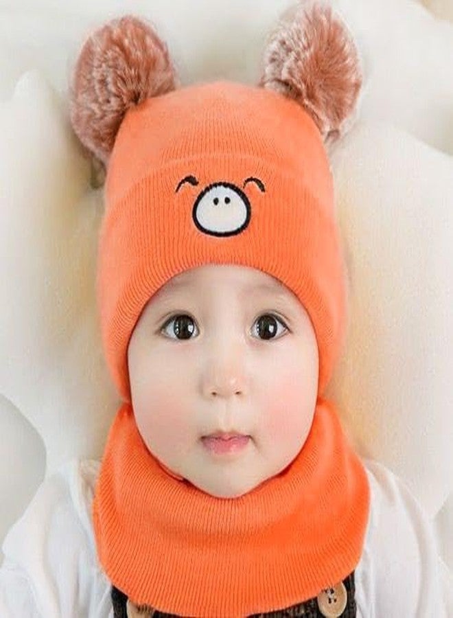 Richmen Kids Winter Beanie Monkey Fur Fleece Cap Hood with Cute Pom Pom Multi Use Woolen Bear Balaclava Neck Warmer Scarf Casual Cap Hat for Girls & Boys (3 Month to 4 Yrs) - Image 3