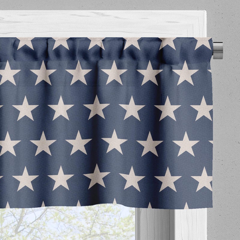 أمبيسون Ambesonne Star Valance & Tier Curtain 3 PCS مجموعة نجم وطني من The American Flag Independence مفهوم Freedom Freedom USA Windows for Room Kitch Decor - Image 5