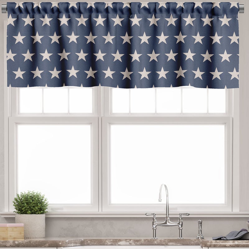 أمبيسون Ambesonne Star Valance & Tier Curtain 3 PCS مجموعة نجم وطني من The American Flag Independence مفهوم Freedom Freedom USA Windows for Room Kitch Decor - Image 3