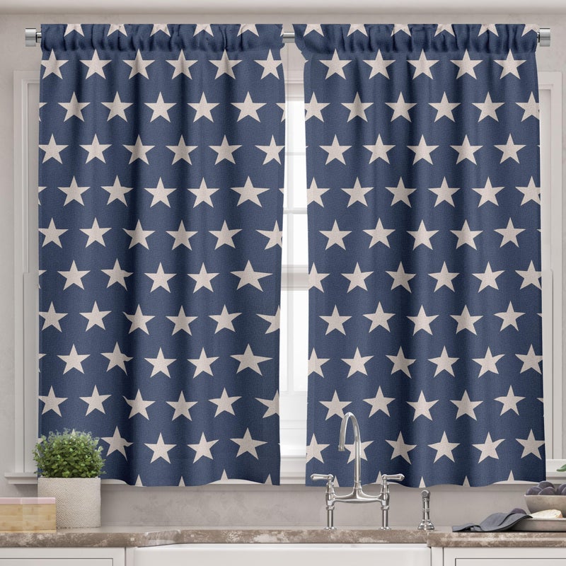 أمبيسون Ambesonne Star Valance & Tier Curtain 3 PCS مجموعة نجم وطني من The American Flag Independence مفهوم Freedom Freedom USA Windows for Room Kitch Decor - Image 2