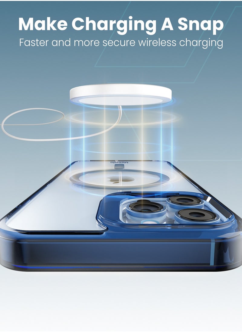 Moxedo - Moxedo Magnetic Protective Case 360 Protection Clear Case Hard PC with Built-in Strong Magnets Compatible with Magnetic Safe Designed for iPhone 13 Pro Max 6.7 inch (Blue) - Image 1