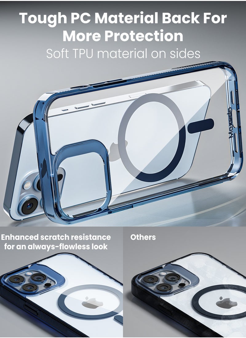 Moxedo - Moxedo Magnetic Protective Case 360 Protection Clear Case Hard PC with Built-in Strong Magnets Compatible with Magnetic Safe Designed for iPhone 13 Pro Max 6.7 inch (Blue) - Image 1