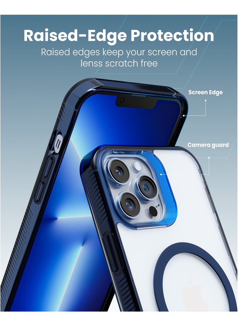 Moxedo - Moxedo Magnetic Protective Case 360 Protection Clear Case Hard PC with Built-in Strong Magnets Compatible with Magnetic Safe Designed for iPhone 13 Pro Max 6.7 inch (Blue) - Image 1