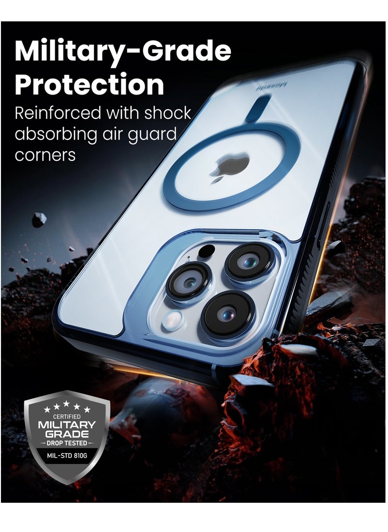 Moxedo - Moxedo Magnetic Protective Case 360 Protection Clear Case Hard PC with Built-in Strong Magnets Compatible with Magnetic Safe Designed for iPhone 13 Pro Max 6.7 inch (Blue) - Image 1