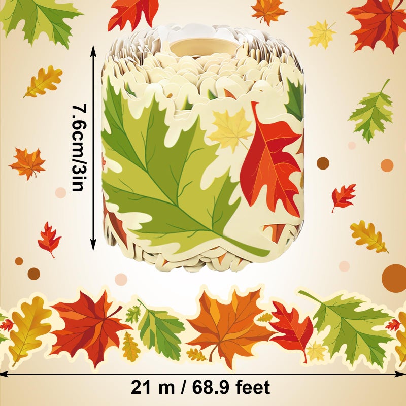 Panelee Thanksgiving Fall Maple Leaves Border 68.9 Feet Bulletin Board Border Butterflies Flowers Bee Space Inspirational Cute Decor for Classroom Bulletin Boards Chalkboard Wall Decor - Image 2