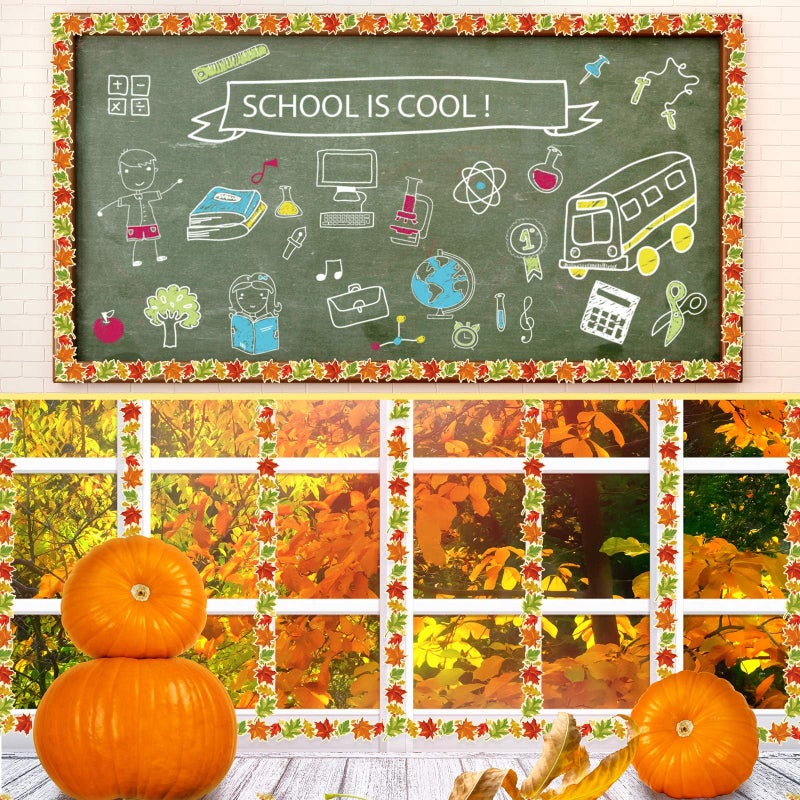 Panelee Thanksgiving Fall Maple Leaves Border 68.9 Feet Bulletin Board Border Butterflies Flowers Bee Space Inspirational Cute Decor for Classroom Bulletin Boards Chalkboard Wall Decor - Image 4