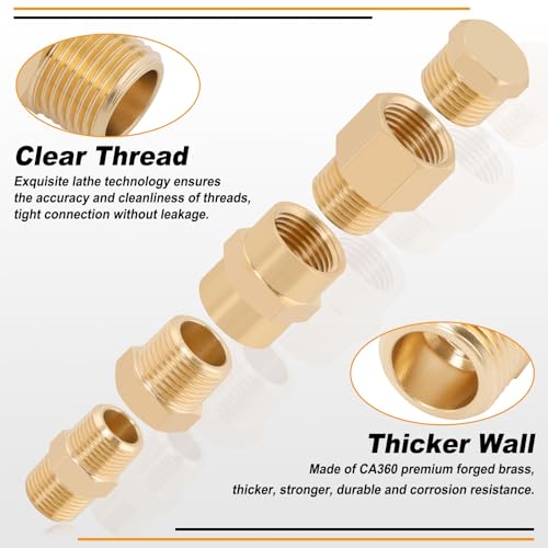 KOOTANS 96PCS Brass Pipe Fittings Assortment Kit - NPT Adapter, Reducer Bushing, Hex Nipple, Coupling, Head Plug, 45 & 90 Degree Barstock Street Elbow, Tee Fittings Kit - Image 4