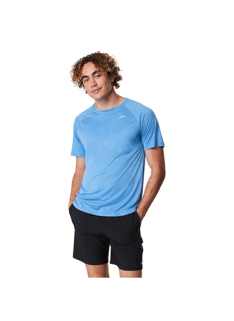speedo Speedo Standard Uv Swim Shirt Short Sleeve Fitness Rashguard, Turk Heather, Large 