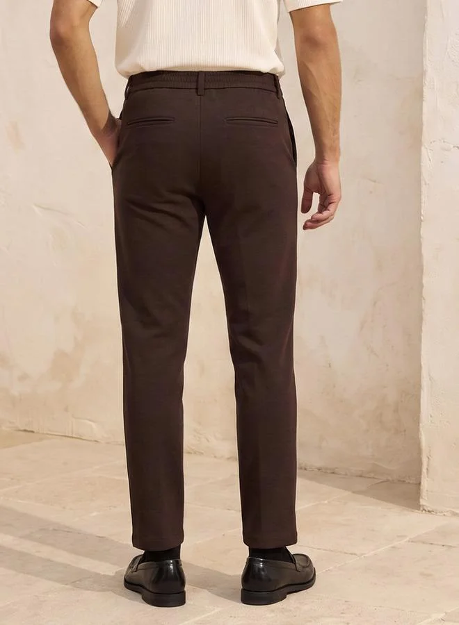 Iconic BROWN Iconic Regular Fit Trousers for Men | Best Price UAE