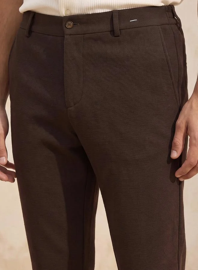Iconic BROWN Iconic Regular Fit Trousers for Men | Best Price UAE